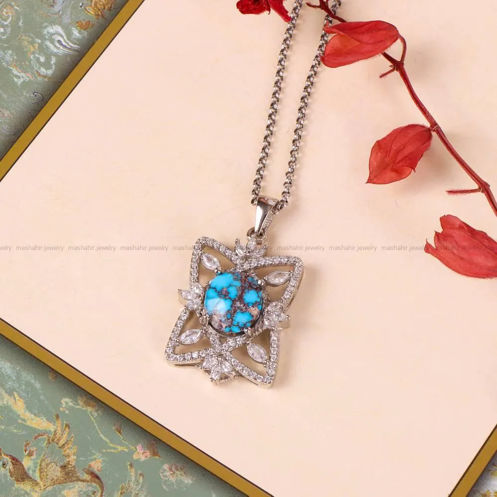 گردنبند فیروزه زنانه کد 4894