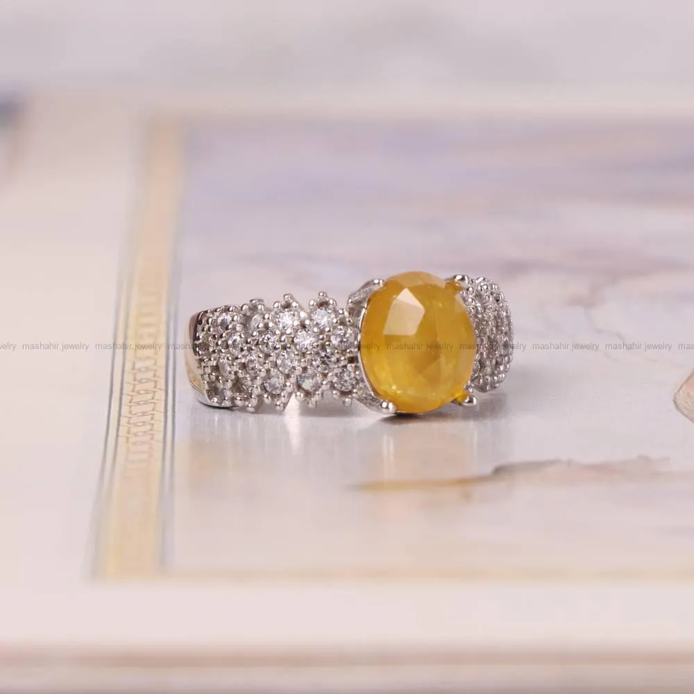 انگشتر ياقوت زرد زنانه کد 4914