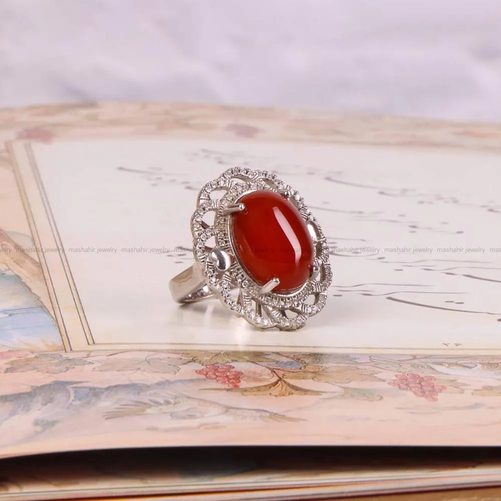 انگشتر عقیق زنانه کد 4955