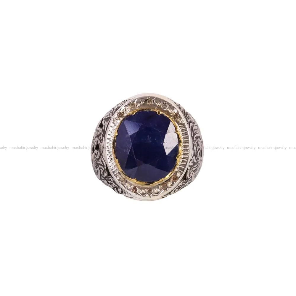 انگشتر ياقوت کبود مردانه کد 5021