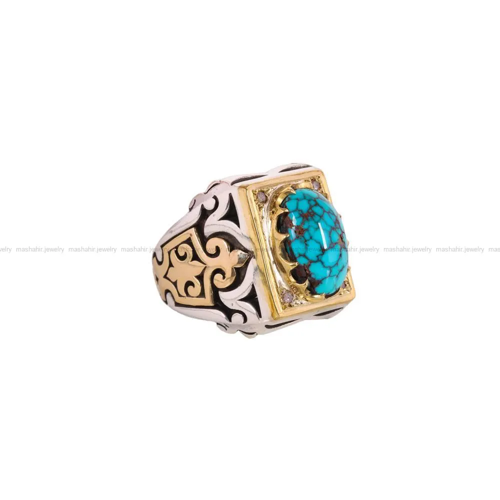 انگشتر فیروزه شجری مردانه کد 5062
