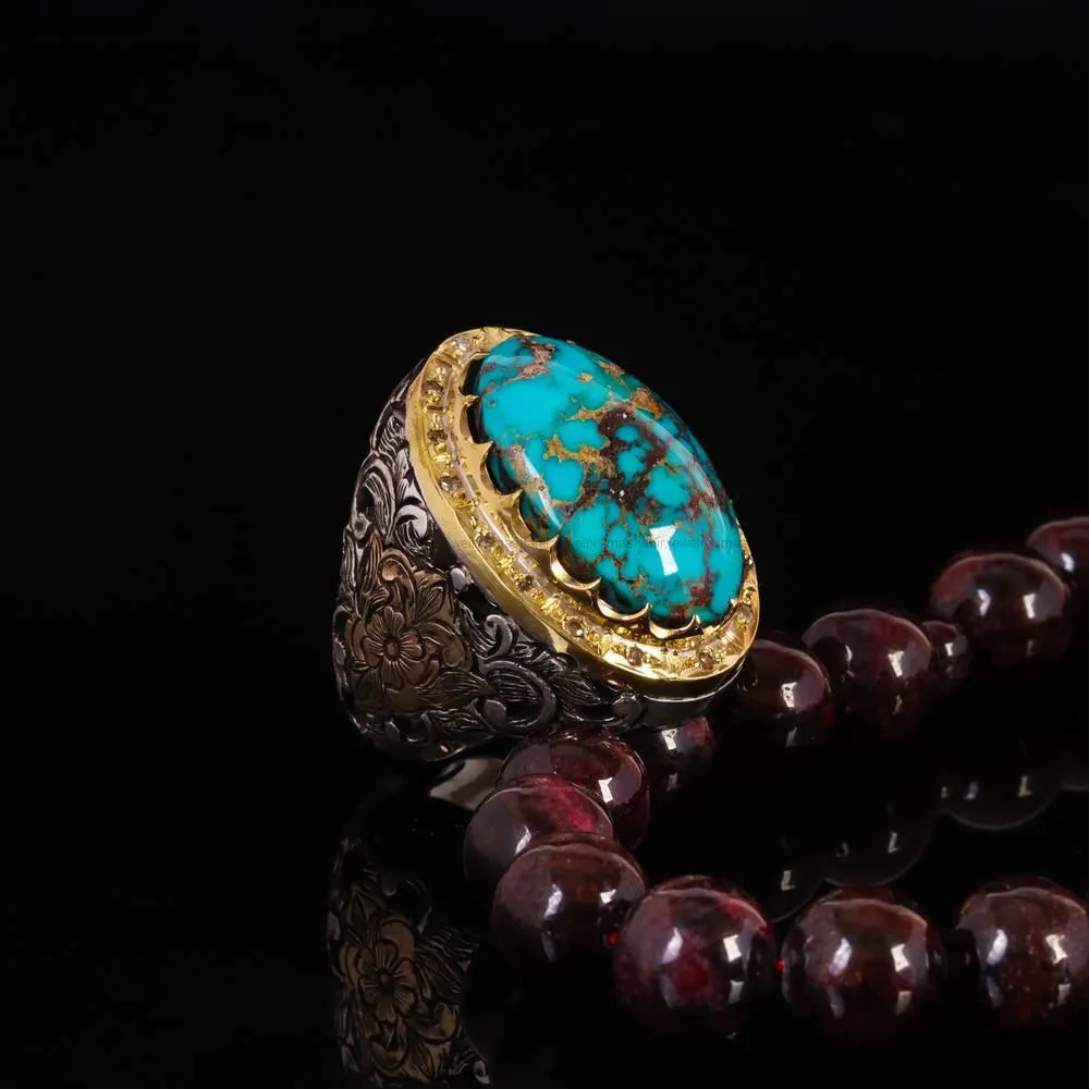 انگشتر فیروزه شجری مردانه کد 5052