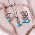 نیم ست فیروزه زنانه کد 4941