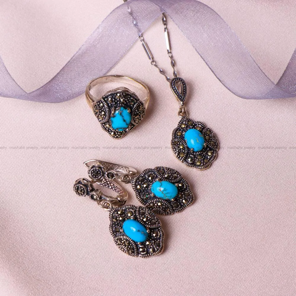 نیم ست فیروزه زنانه کد 4944