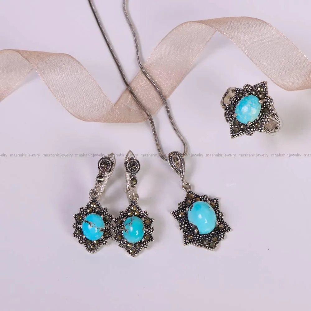 نیم ست فیروزه زنانه کد 4988