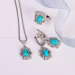 نیم ست فیروزه زنانه کد 4995