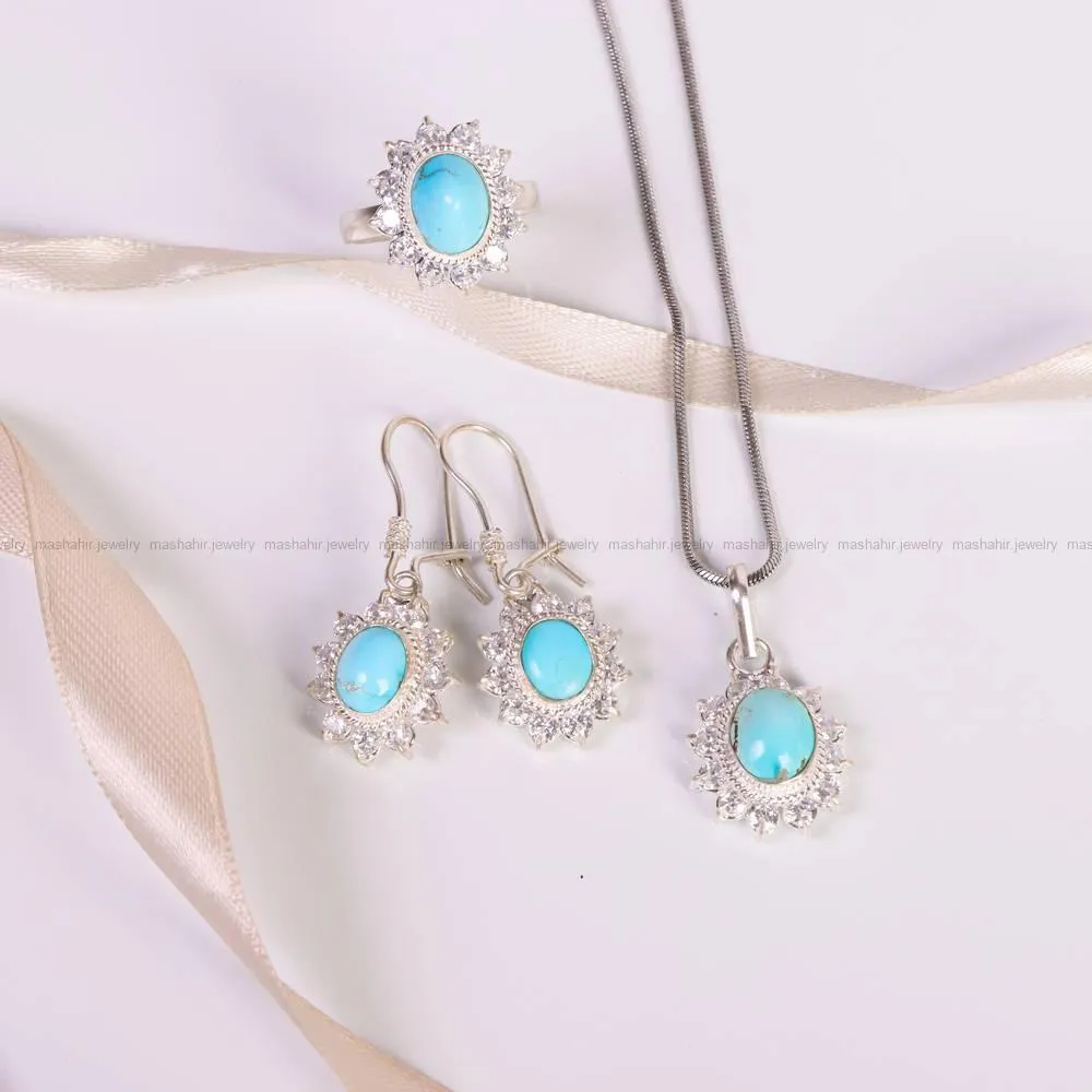 نیم ست فیروزه زنانه کد 4996