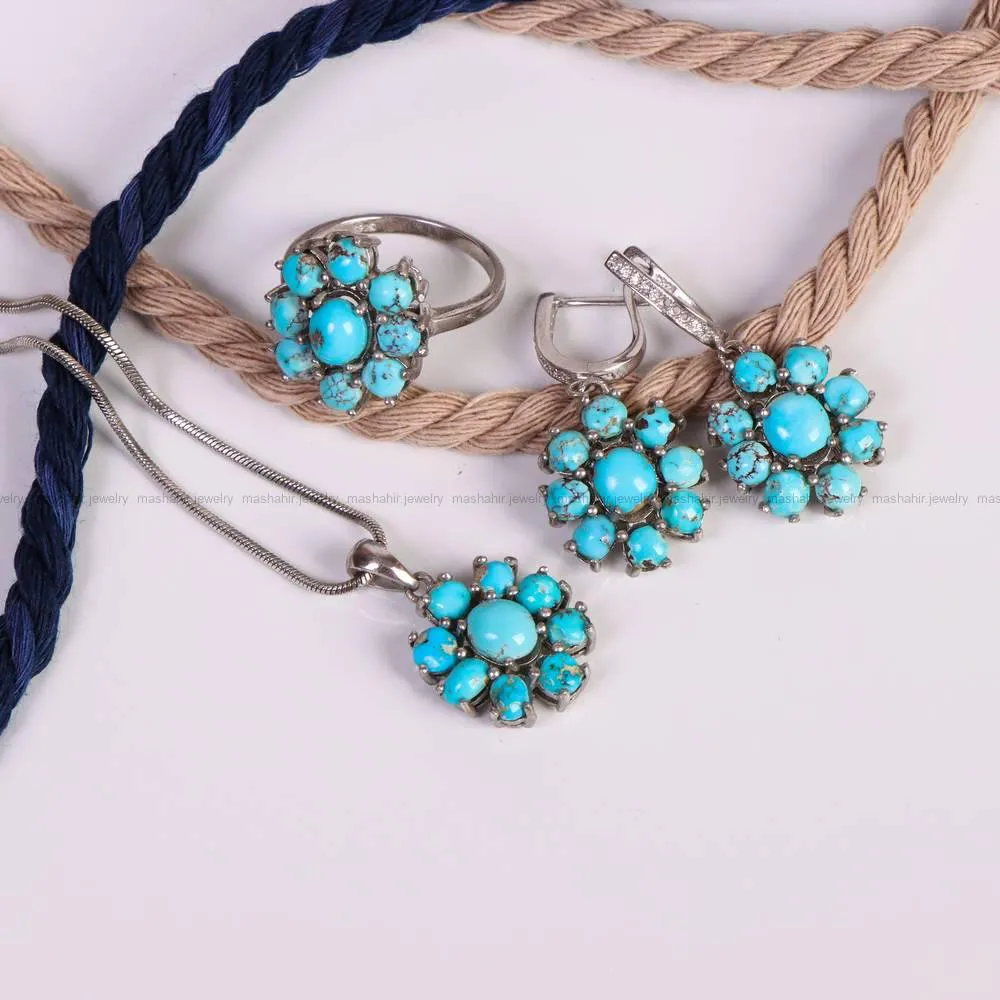 نیم ست فیروزه زنانه کد 5003