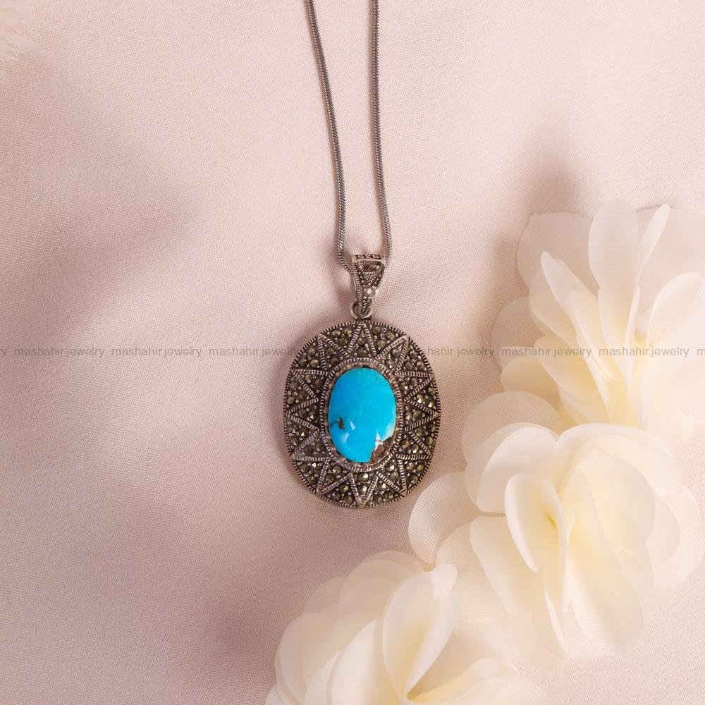 گردنبند فیروزه زنانه کد 5213
