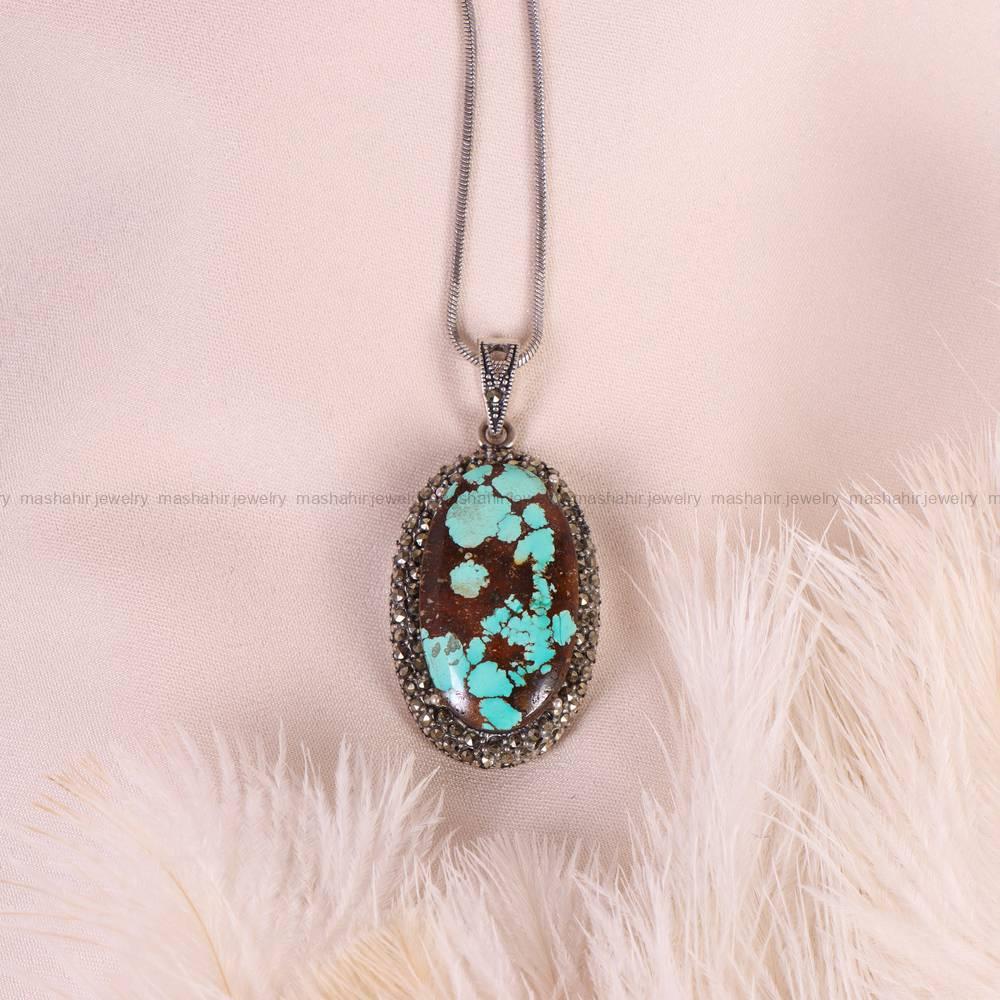 گردنبند فیروزه زنانه کد 5214