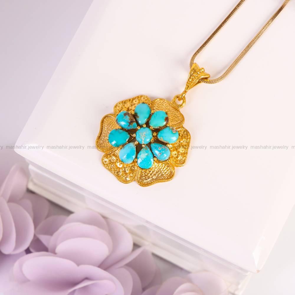 گردنبند فیروزه زنانه کد 5240