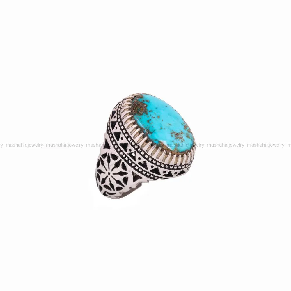 انگشتر فیروزه شجری مردانه کد 5154