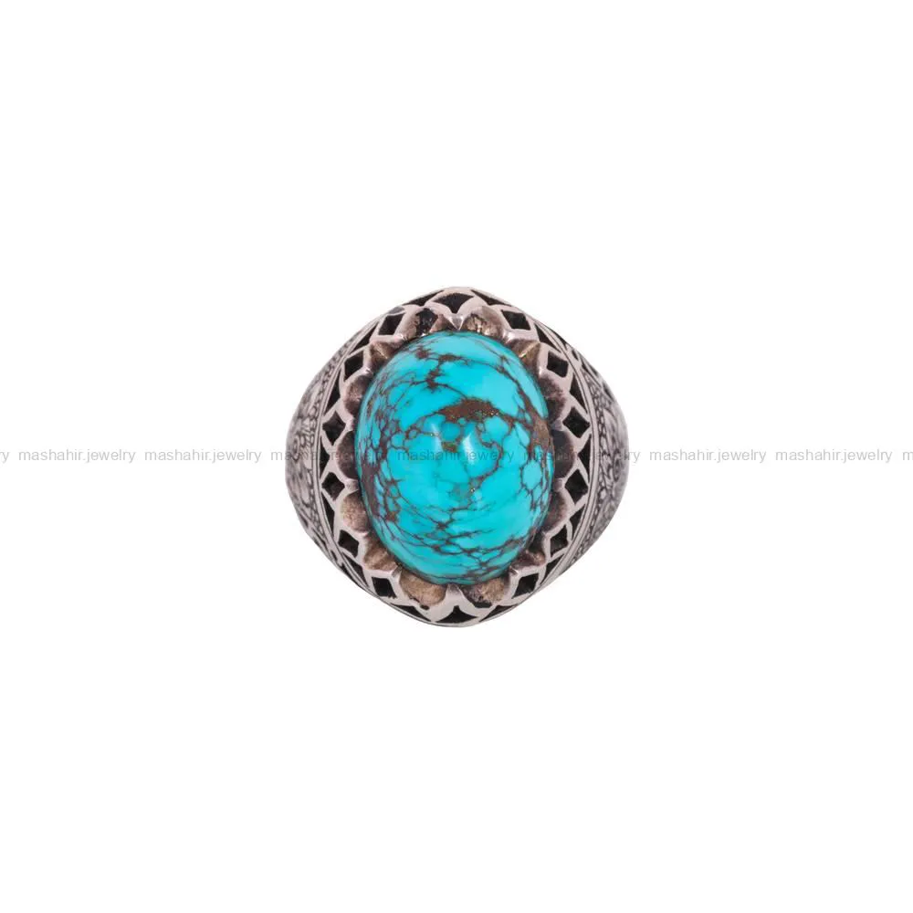 انگشتر فیروزه شجری مردانه کد 5156