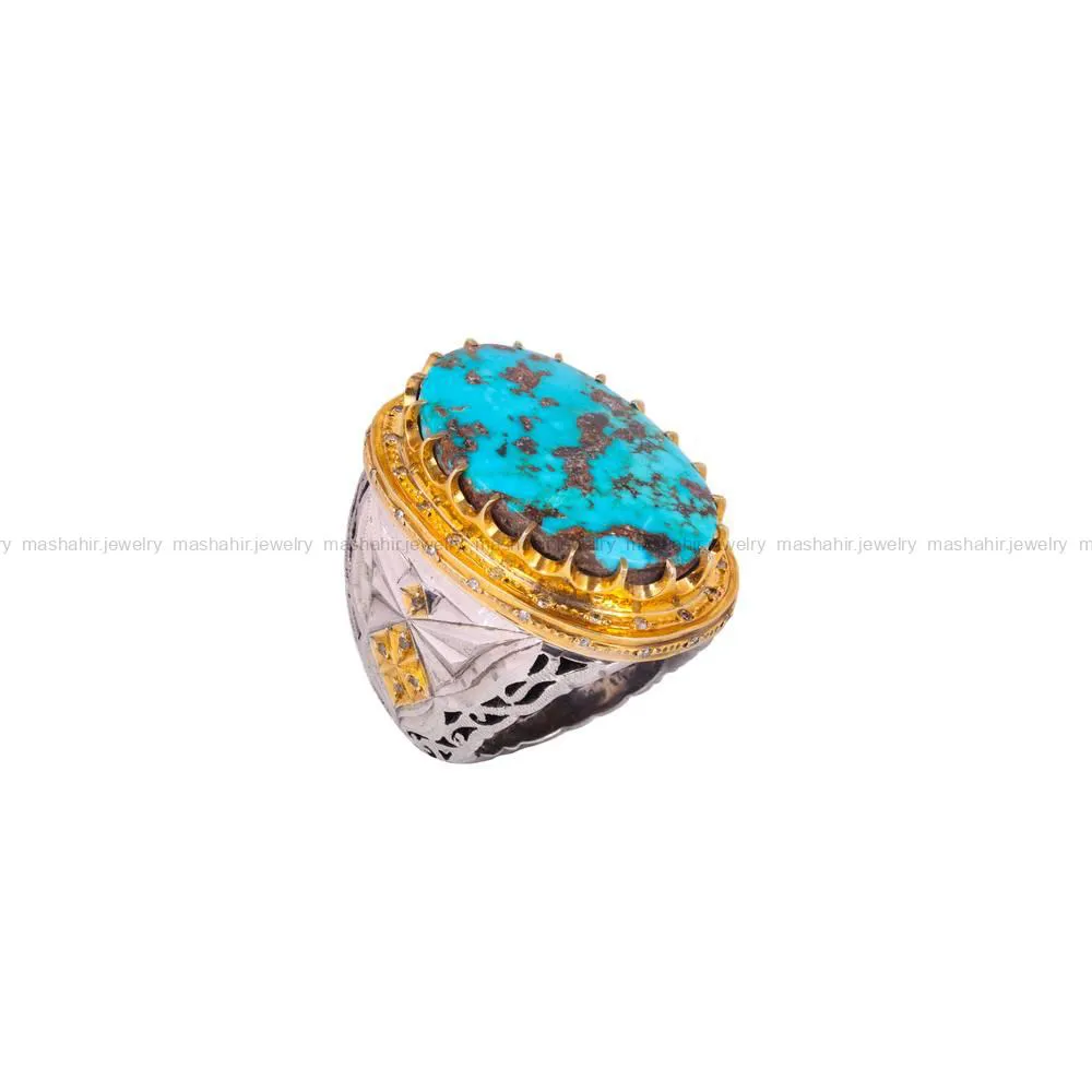 انگشتر فیروزه شجری مردانه کد 5159