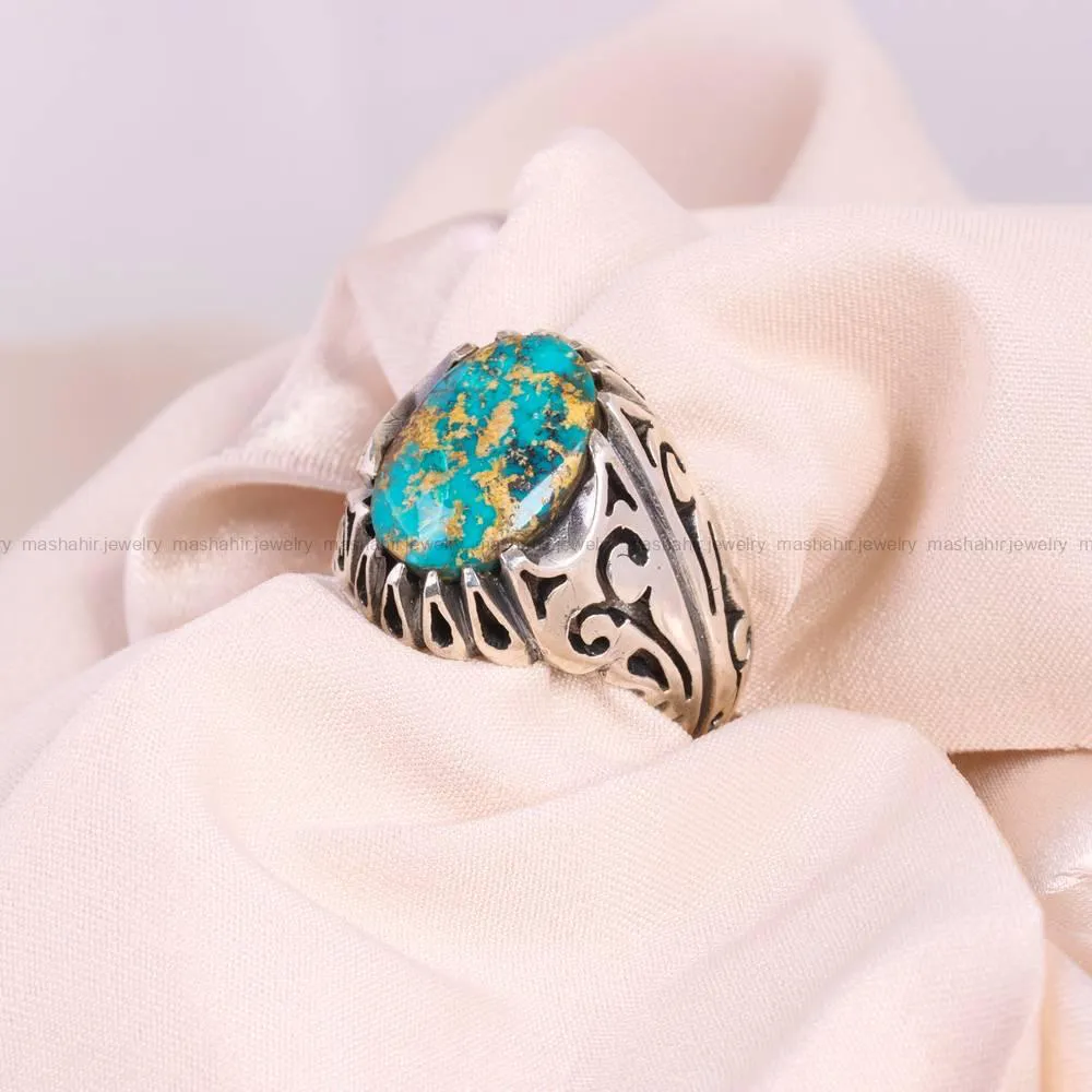 انگشتر فیروزه شجری مردانه کد 5152