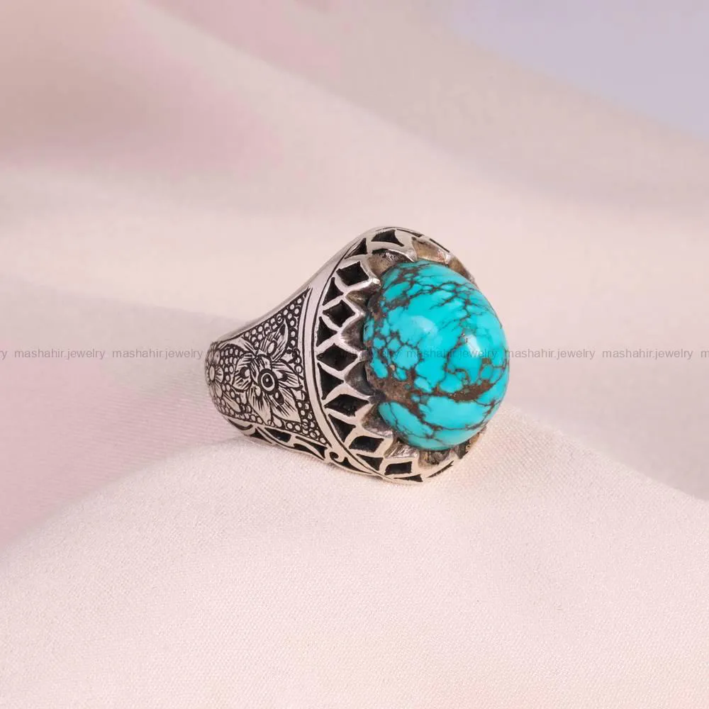 انگشتر فیروزه شجری مردانه کد 5156