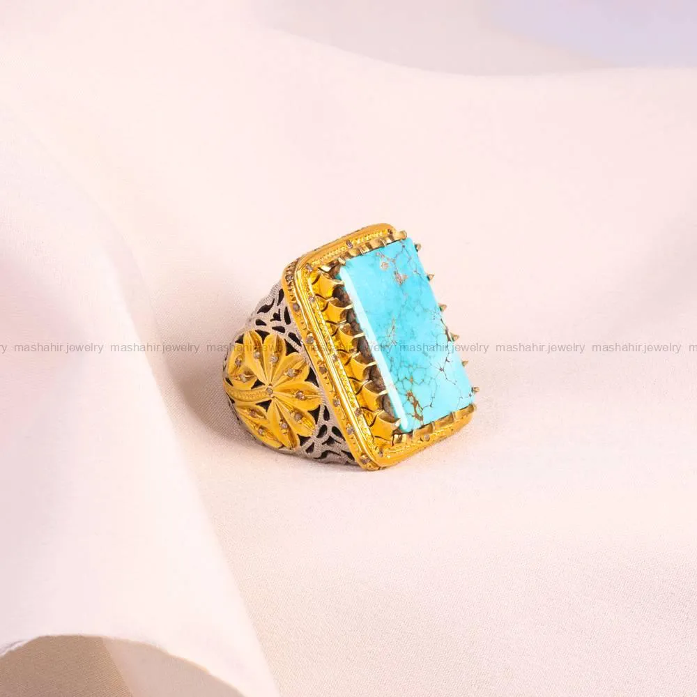 انگشتر فیروزه شجری مردانه کد 5158