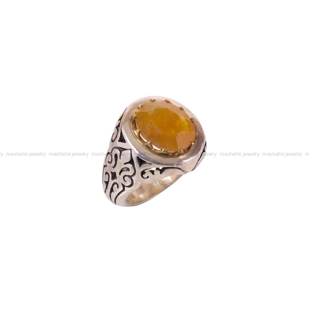 انگشتر یاقوت زرد مردانه کد 3537