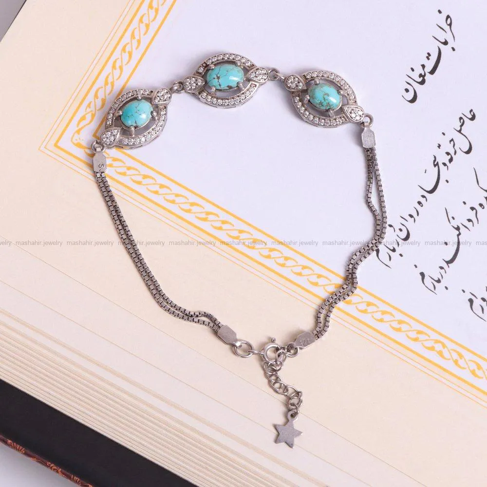 دستبند فیروزه زنانه کد 1555
