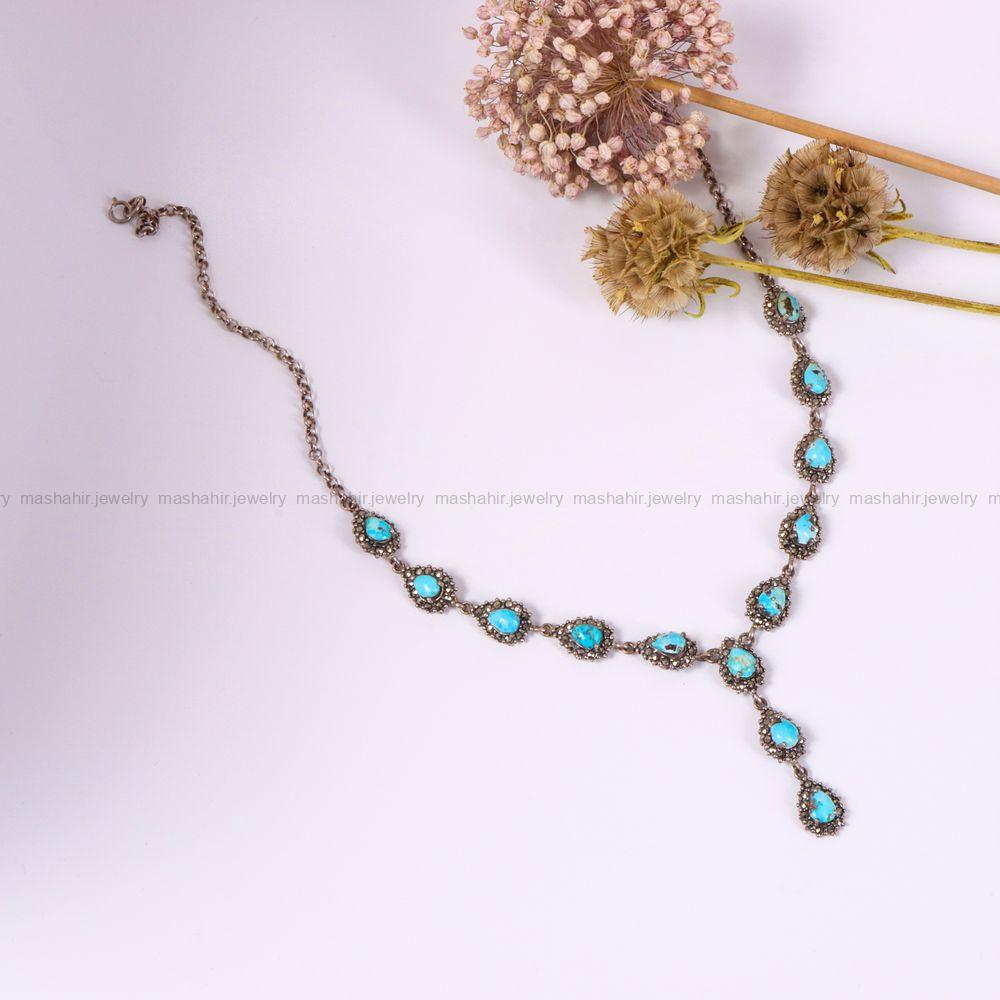 گردنبند فیروزه زنانه کد 3523
