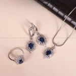 نیم ست یاقوت کبود زنانه کد 1561