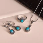 نیم ست فیروزه زنانه کد 1565