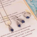 نیم ست یاقوت کبود زنانه کد 1617