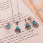 نیم ست فیروزه زنانه کد 1618