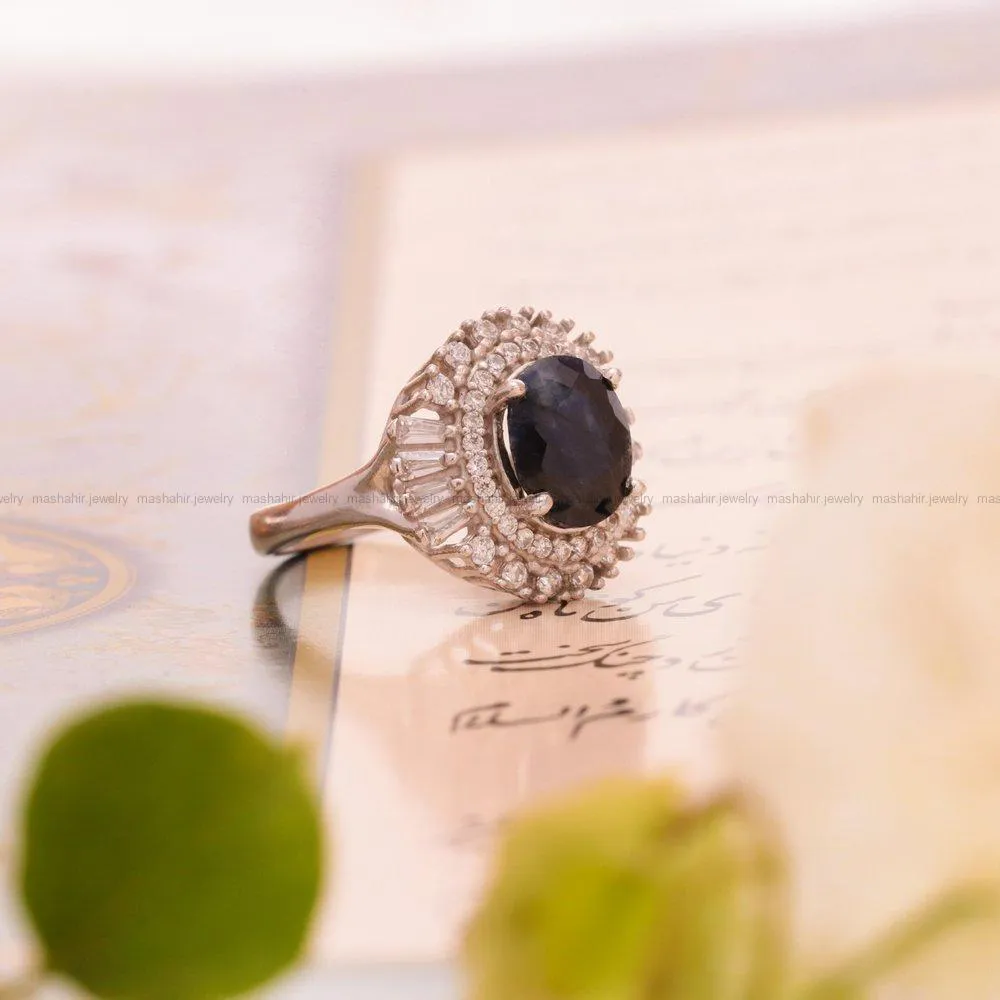 انگشتر یاقوت کبود زنانه کد 1695