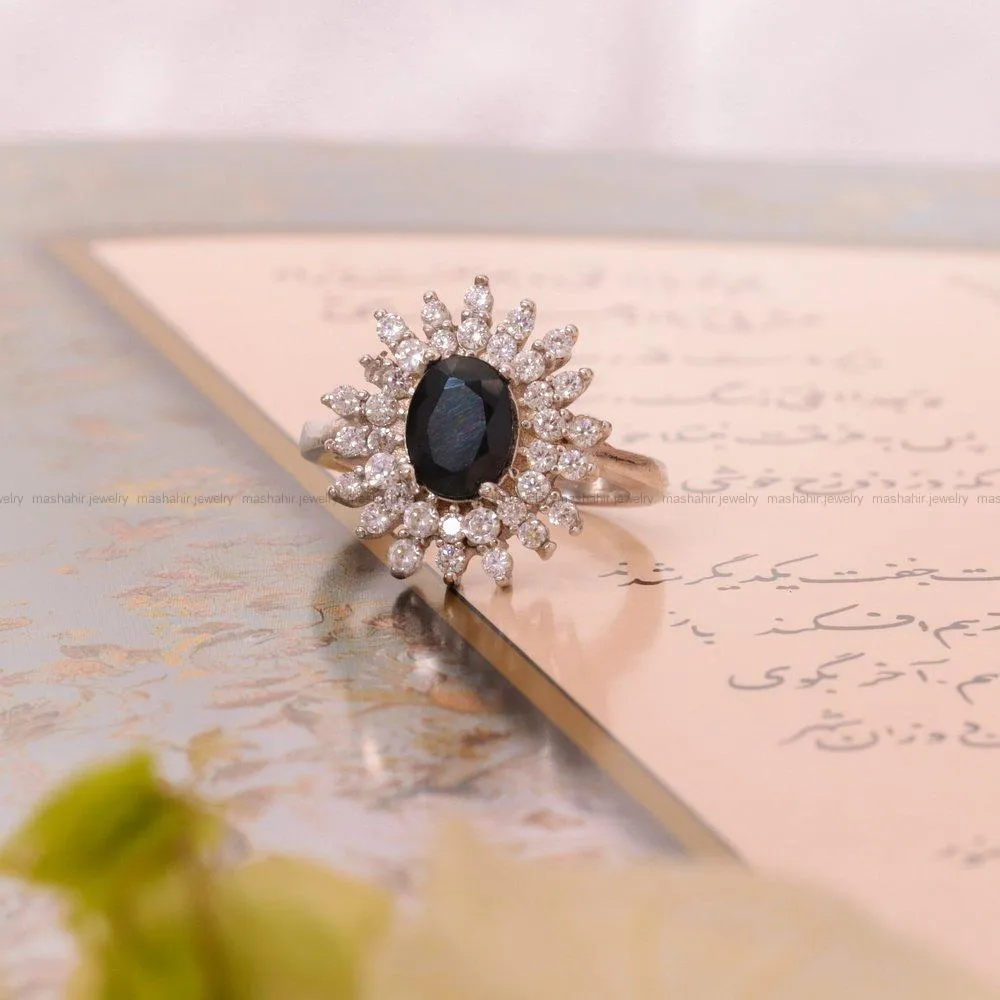 انگشتر یاقوت کبود زنانه کد 1698