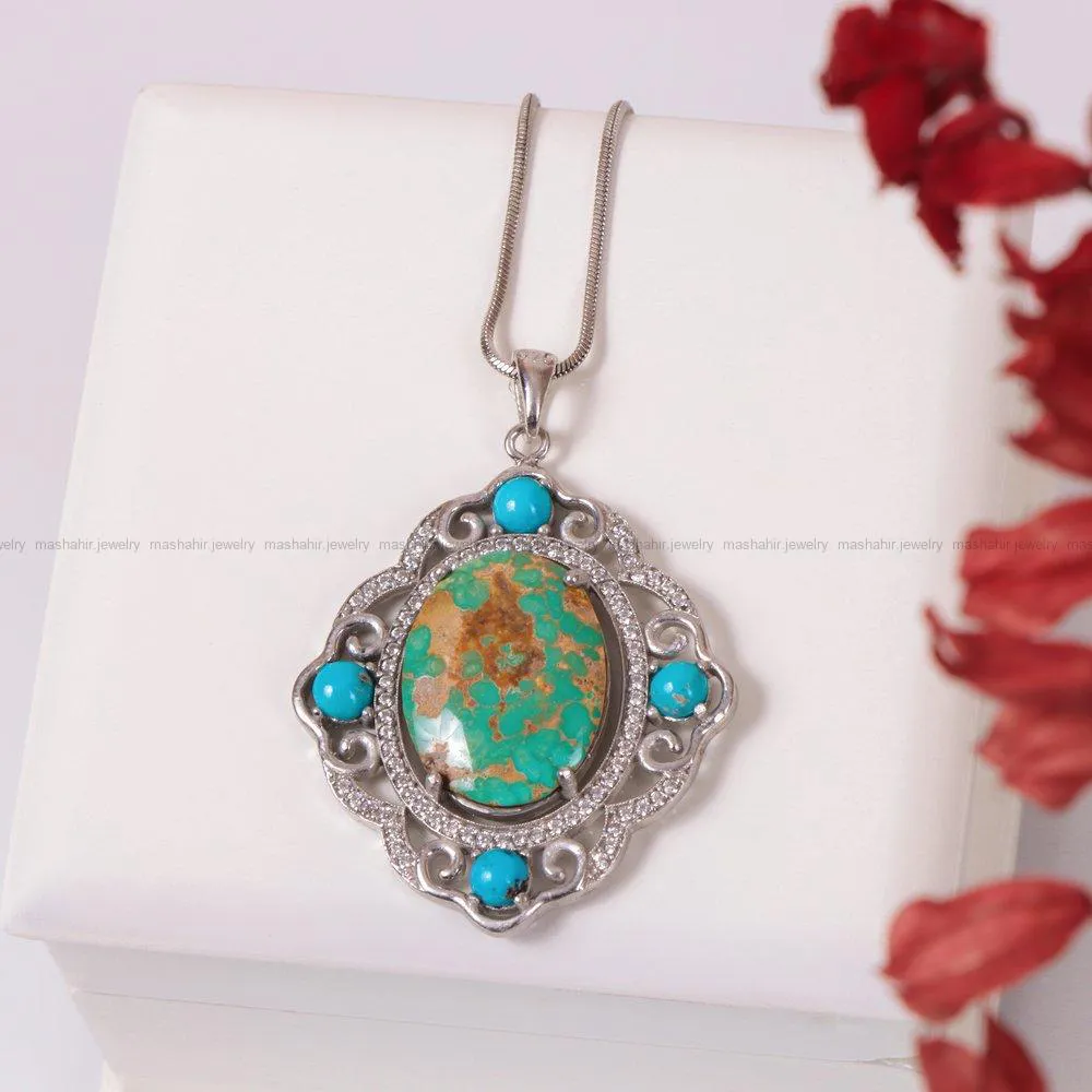گردنبند فیروزه زنانه کد 1740