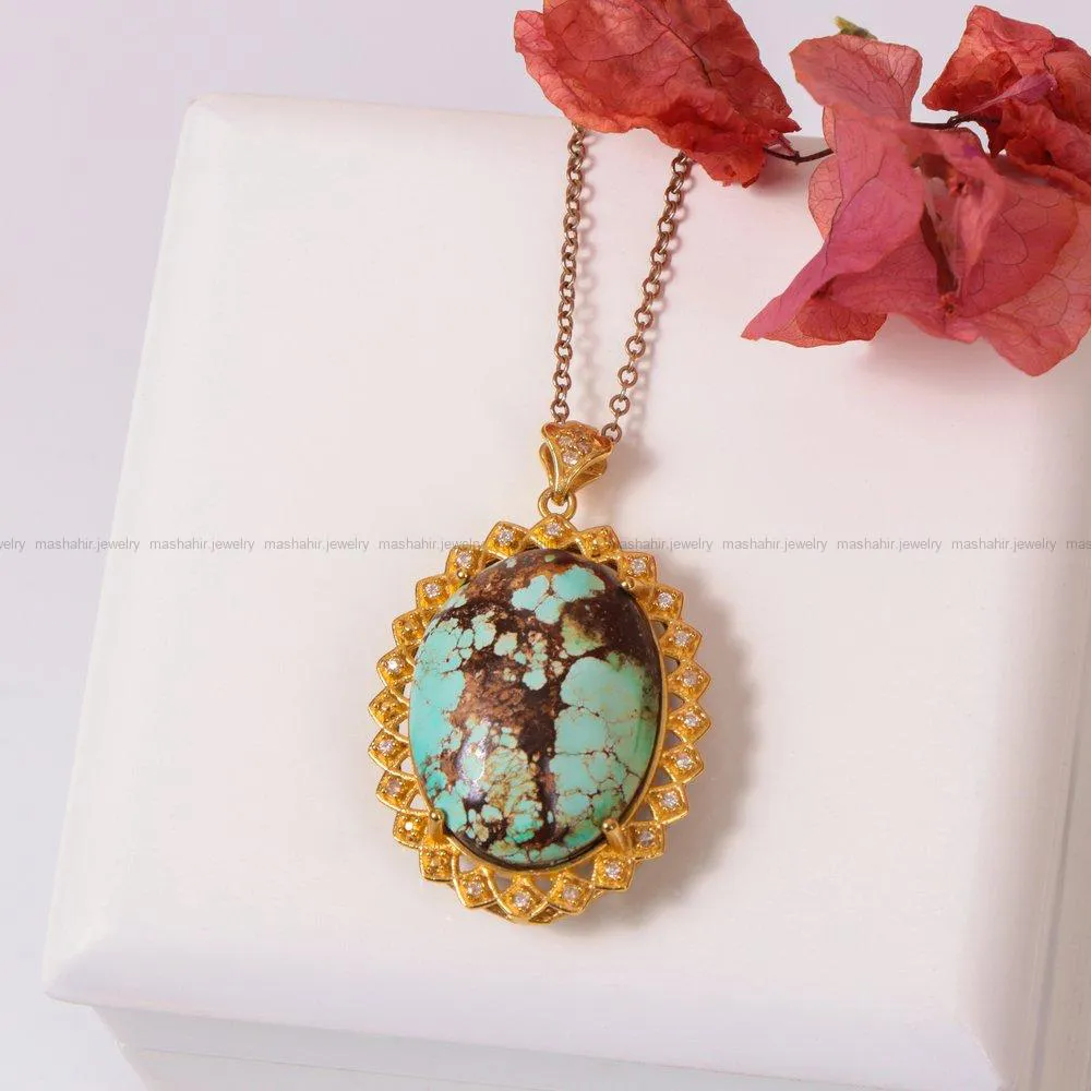 گردنبند فیروزه زنانه کد 1741