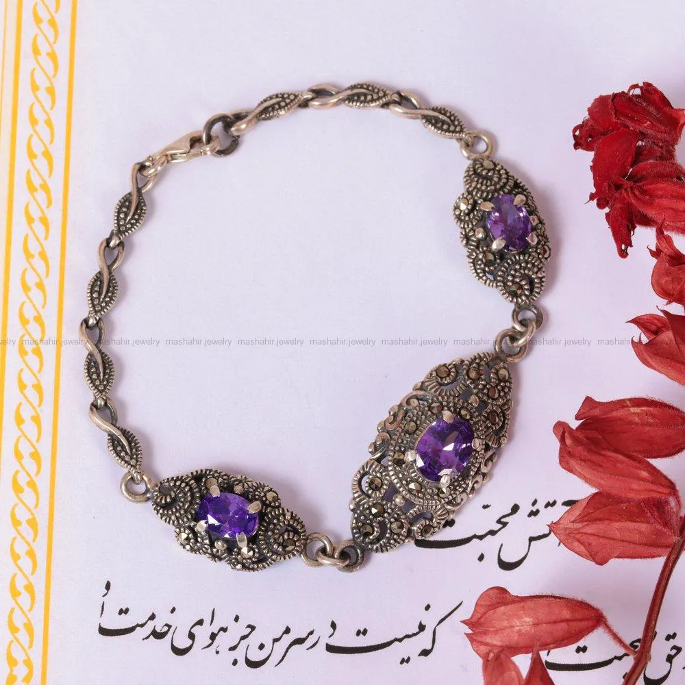 دستبند طرح آمیتیست زنانه کد 1746