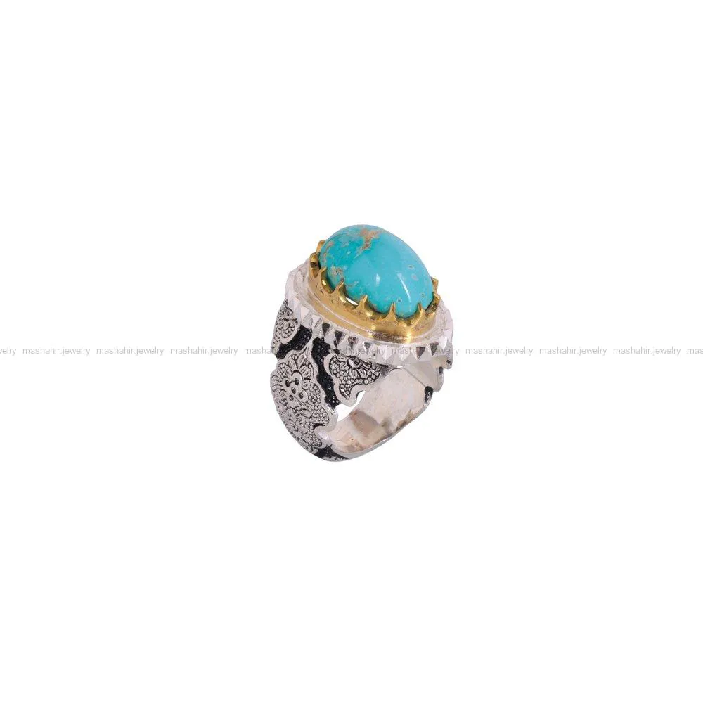 انگشتر فیروزه شجری مردانه کد 3800