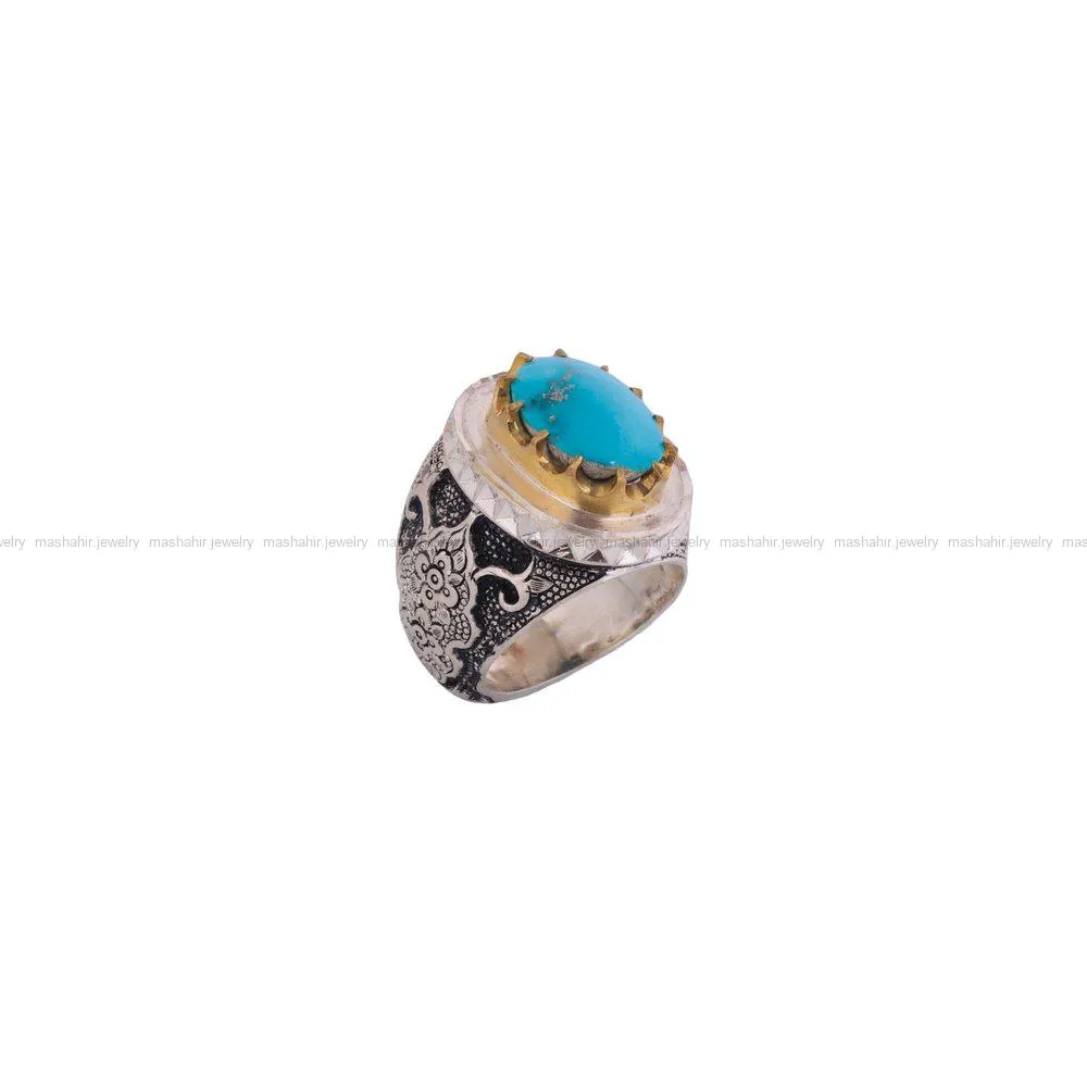 انگشتر فیروزه شجری مردانه کد 3811