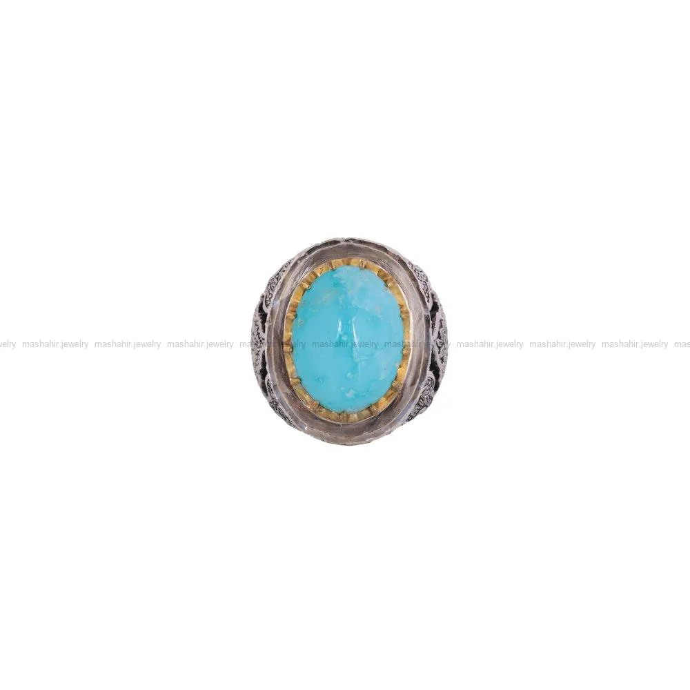انگشتر فیروزه شجری مردانه کد 1818