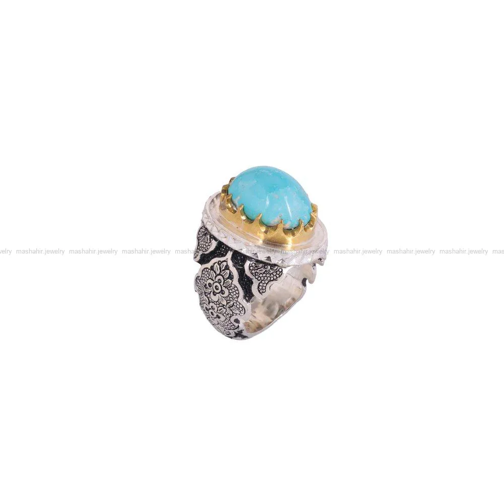 انگشتر فیروزه شجری مردانه کد 3814