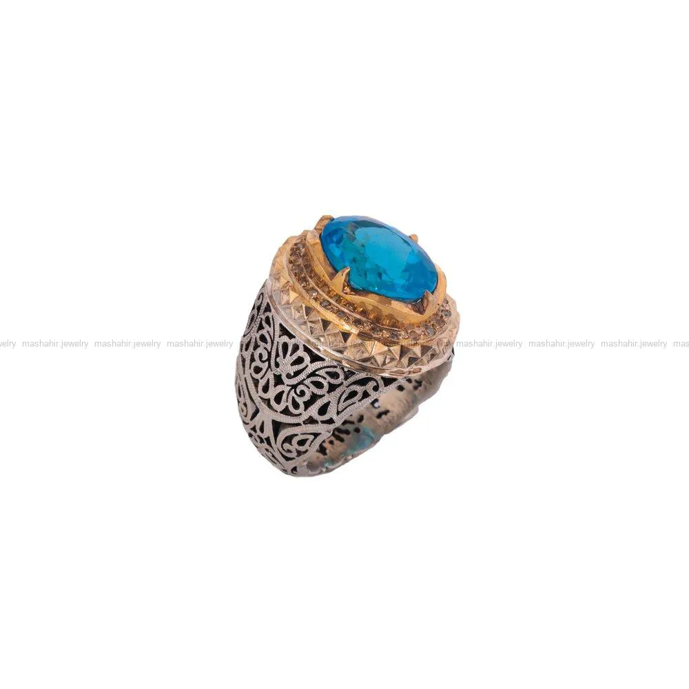 انگشتر فیروزه شجری مردانه کد 3845