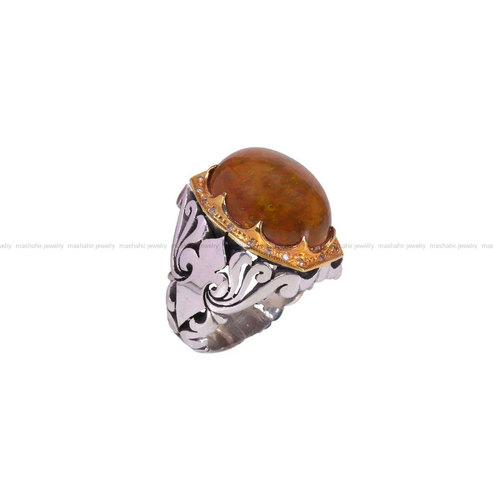 انگشتر فیروزه شجری مردانه کد 3848