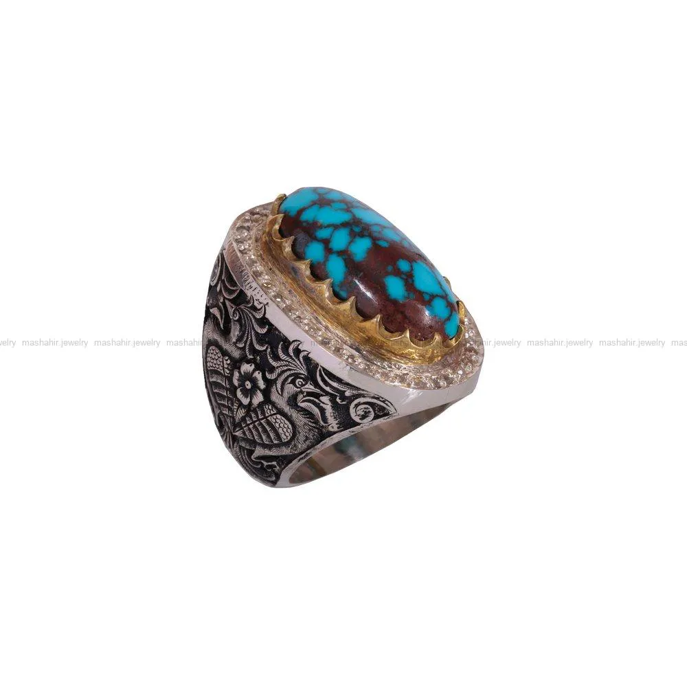انگشتر فیروزه شجری مردانه کد 3762