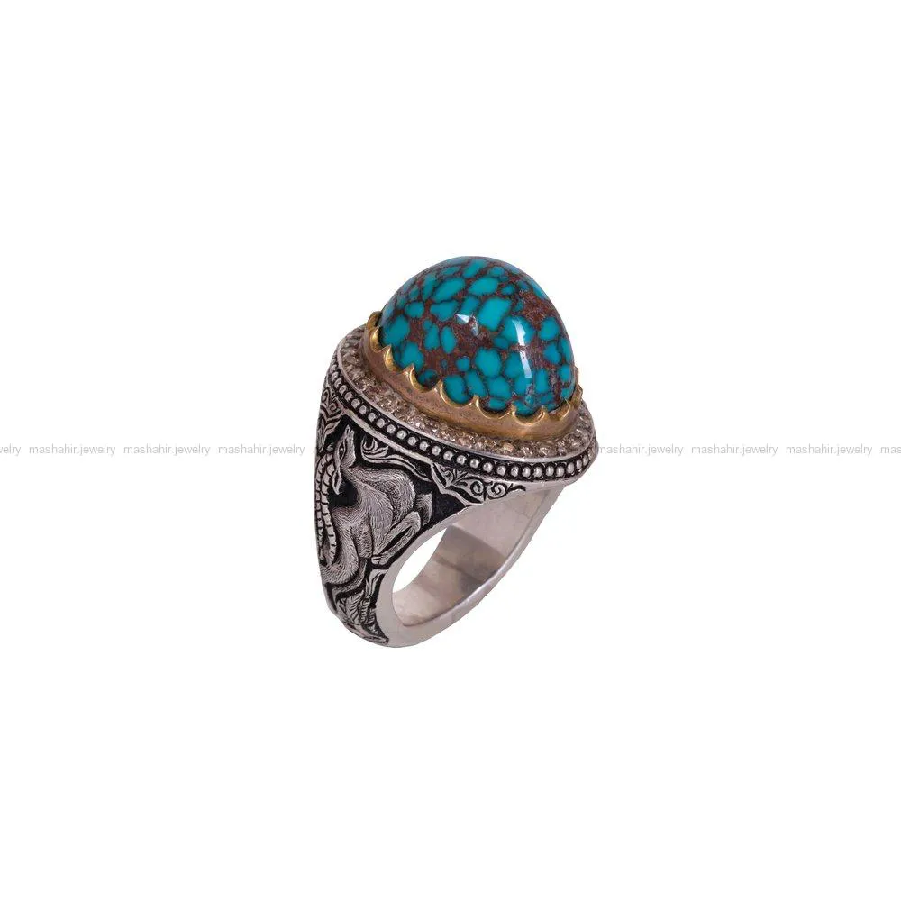 انگشتر فیروزه شجری مردانه کد 3774