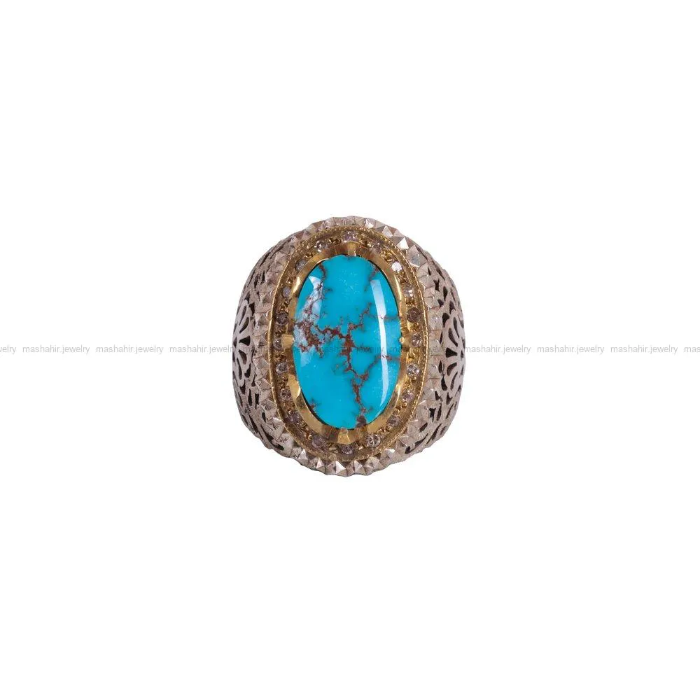 انگشتر فیروزه شجری مردانه کد 1826