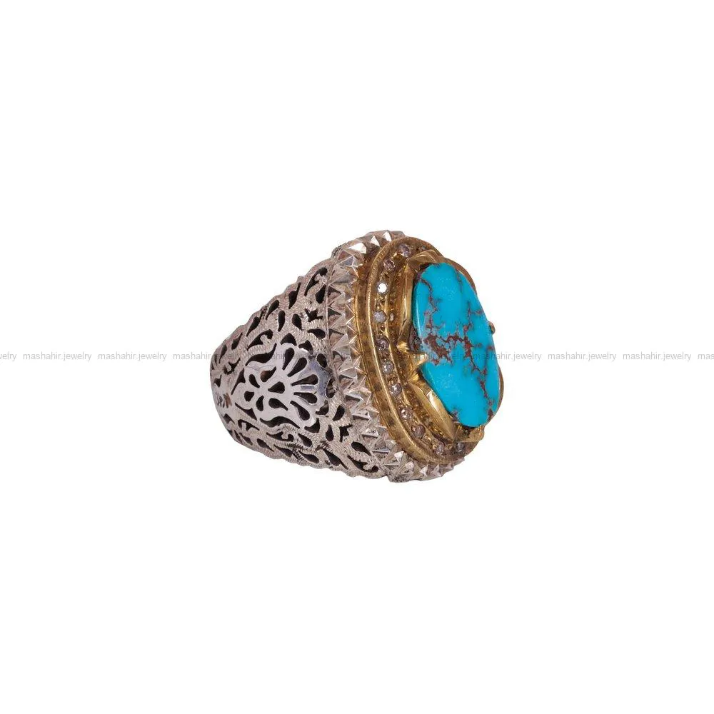 انگشتر فیروزه شجری مردانه کد 3766