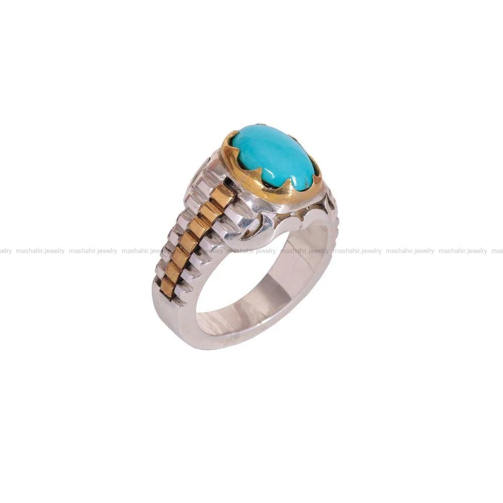 انگشتر فیروزه عجمی مردانه کد 1828