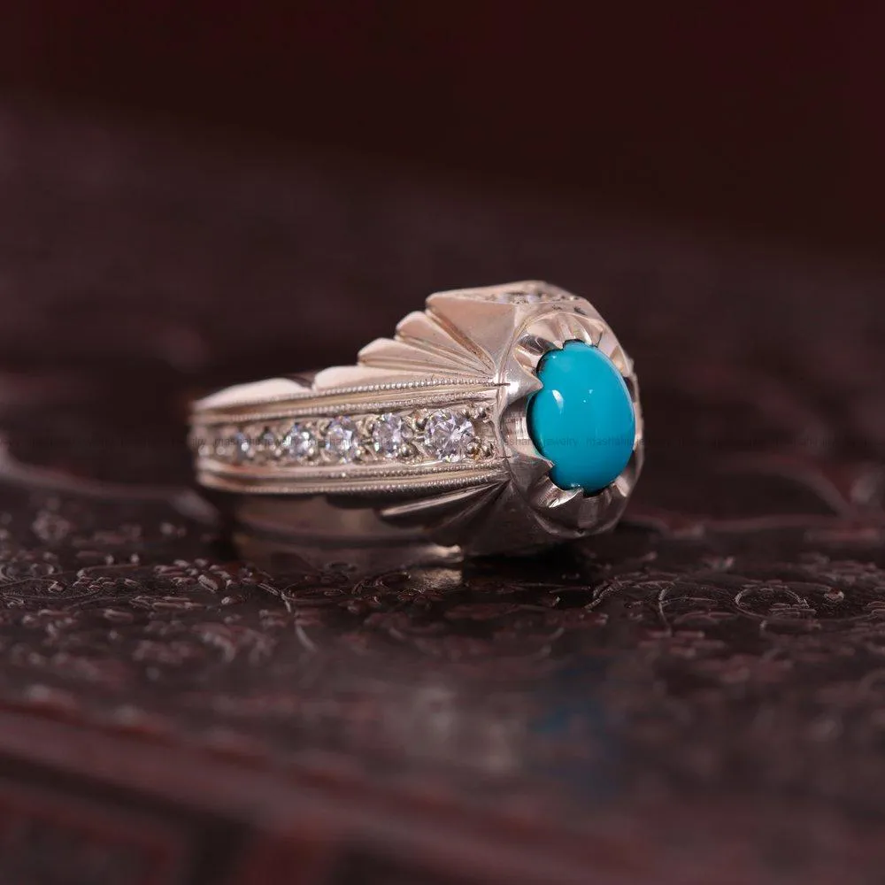 انگشتر فیروزه عجمی مردانه کد 1832