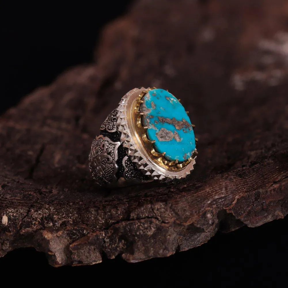 انگشتر فیروزه شجری مردانه کد 1795