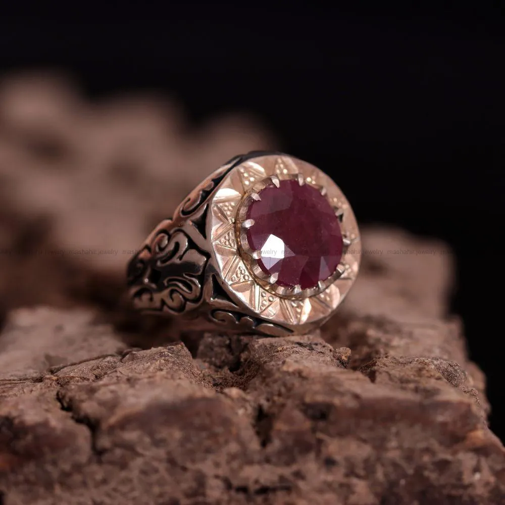 انگشتر یاقوت سرخ مردانه کد 821