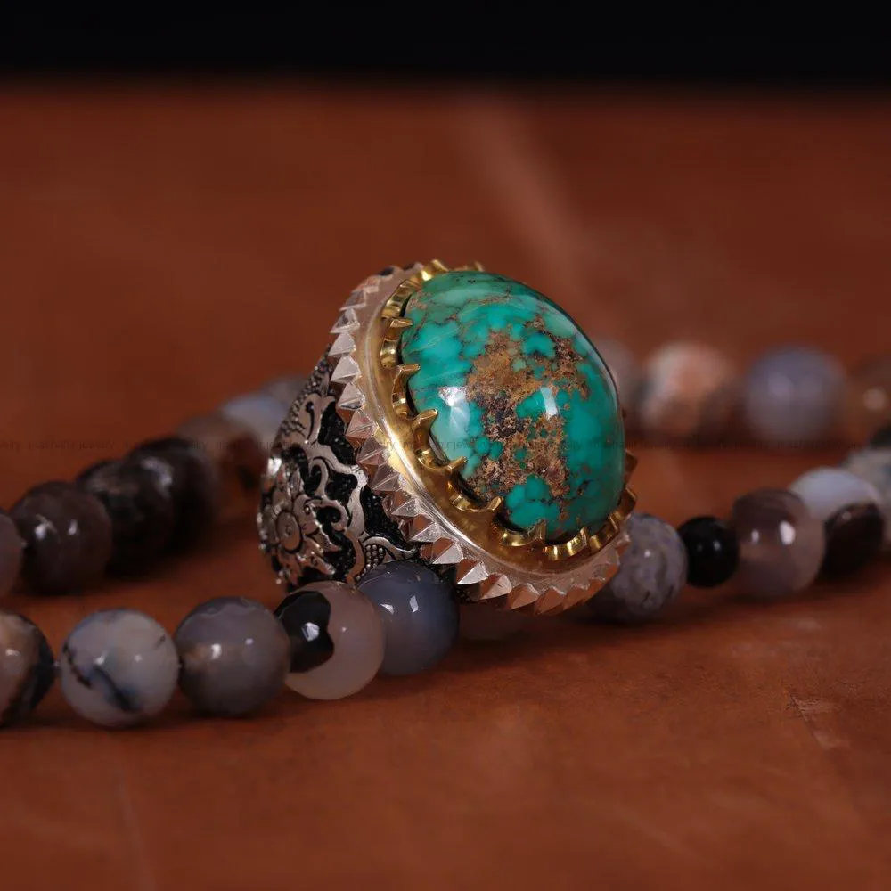 انگشتر فیروزه شجری مردانه کد 1809