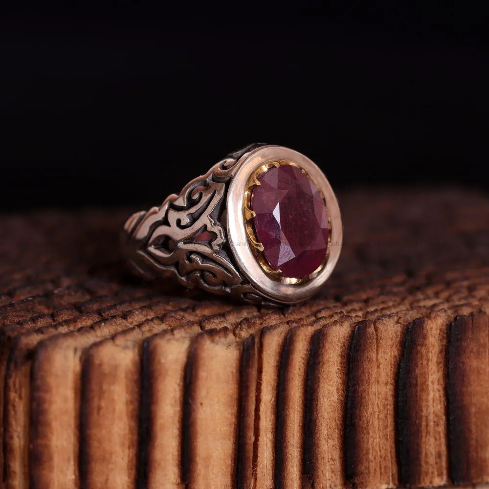 انگشتر یاقوت سرخ مردانه کد 832
