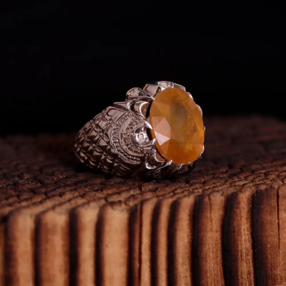 انگشتر یاقوت زرد مردانه کد 834